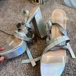 Iridescent Strappy Heels